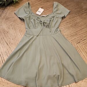Sage Green Ribbed Mini Dress XS NWT LUSH